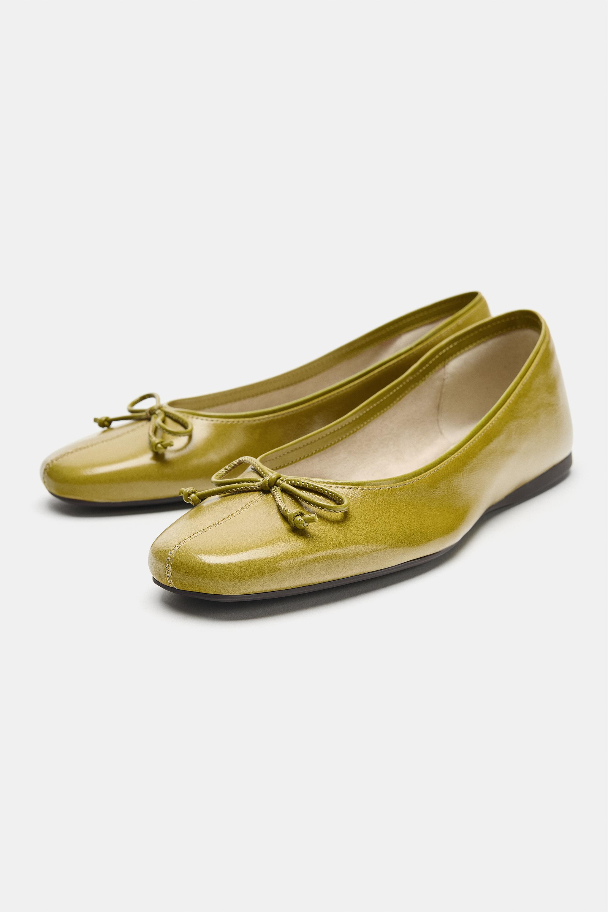 LEATHER BOW BALLET FLATS